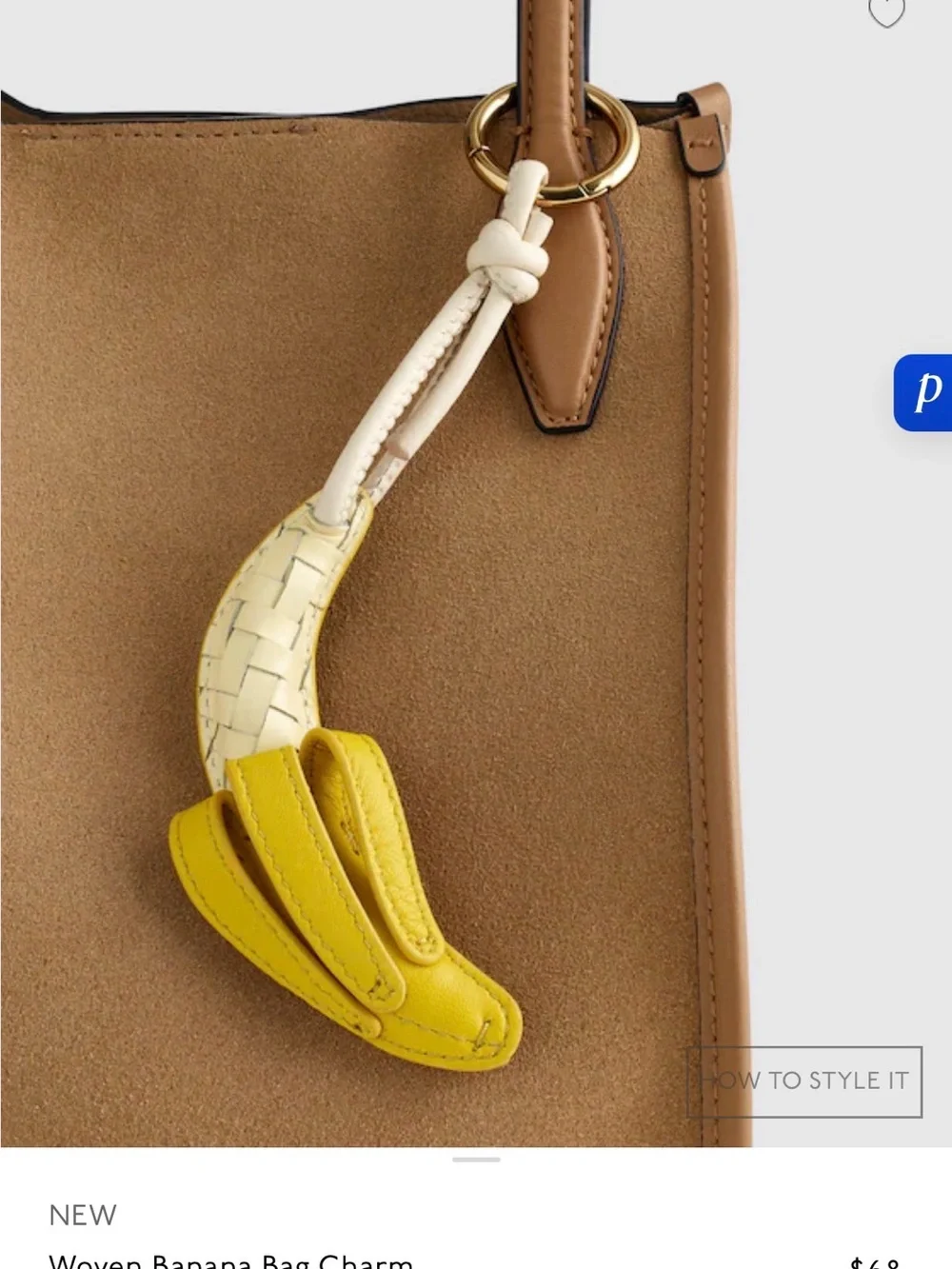 Madewell Yellow Woven Banana Key Charm with Cream Strap